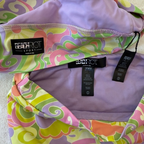 New! SET Beach Riot Leah Crop Felicia Boyshort Psychedelic Sunshine 31123 - Picture 13 of 14